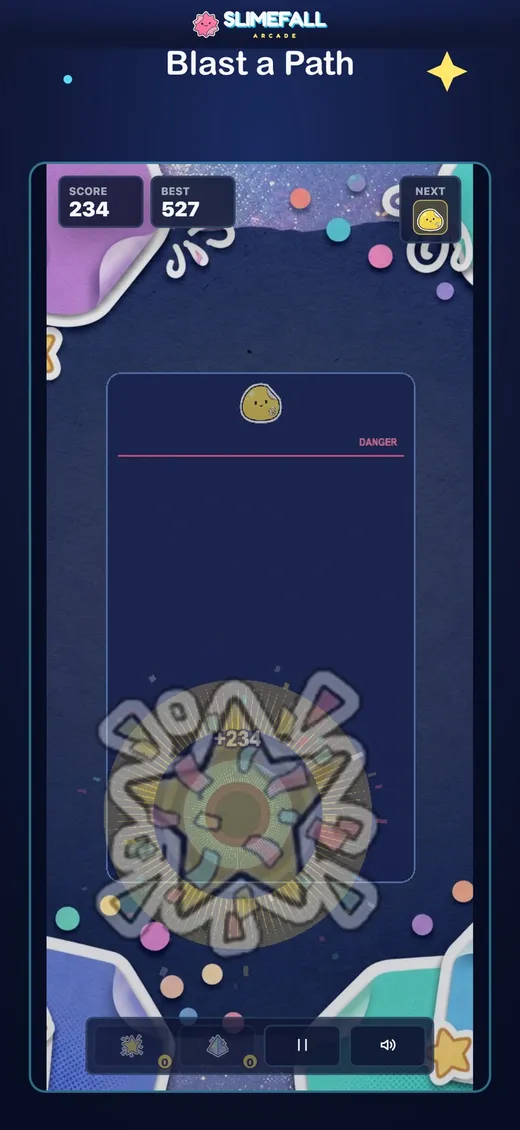 Slimefall Arcade: blast a path with powerups.